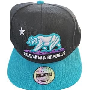 Headlines California Republic Snapback Hat - Black and Teal